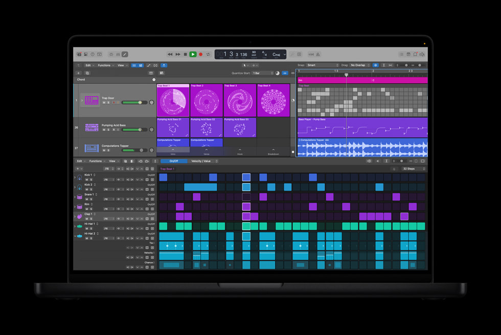 Logic Pro displayed on a MacBook Pro in Apple's official product imagery